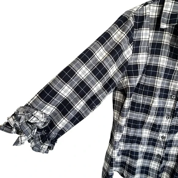 Alicia Bell Plaid Button Shirt Small Western Preppy Festival Ruffle Indie USA - Picture 5 of 9